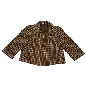 Briggs New York Womens Acrylic Wool Lined Jacket Sz 10P Button Houndstooth Check